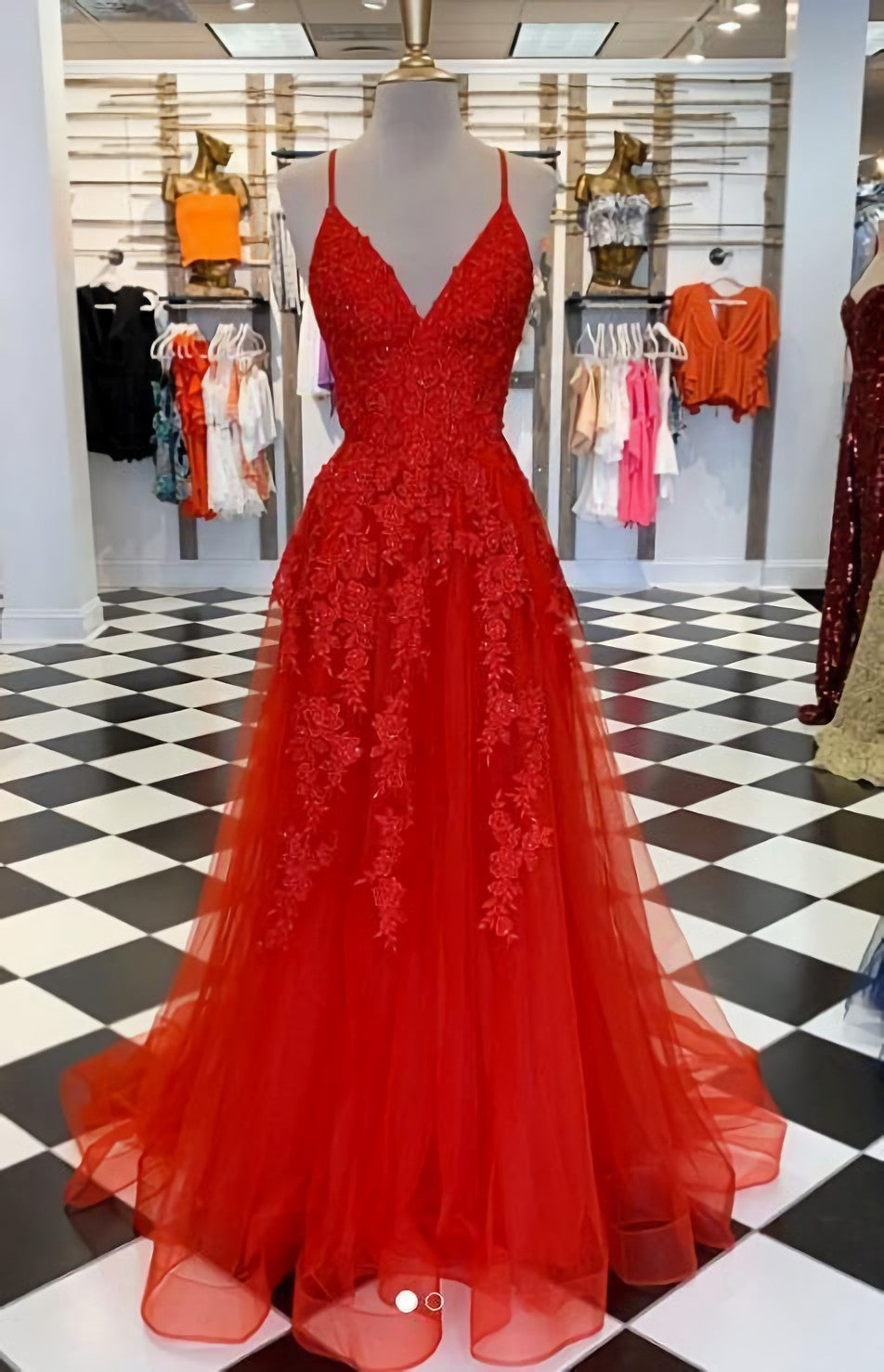 Red Lace Prom Dress, Prom Dresses, Evening Dress Formal Gown Graduation Party Dress, 2693