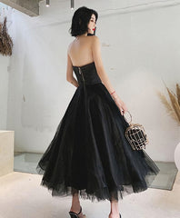 Black Tulle Short Prom Dress, Black Evening Dress