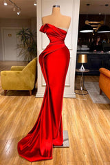 Sexy Red Mermaid Long Prom Dress With Beads Ruffles