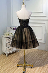 A-Line Black Lace Sweetheart Homecoming Dress