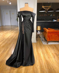 Elegant Evening Dress, Black Long Prom Evening Dresses, 9785