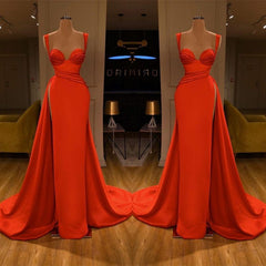 Beautiful Red Starps Sweetheart Long Prom Dress With Split