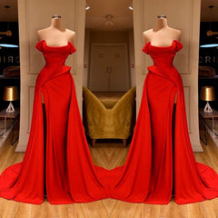 Sexy Red Off-the-Shoulder Long Prom Dress With Split Online