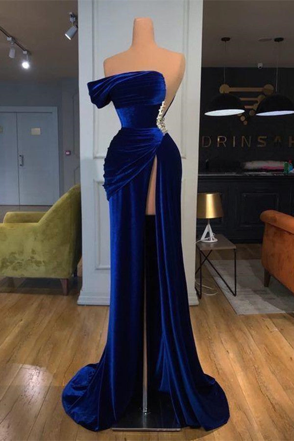 Off-the-Shoulder Mermaid Long Prom Dress With Split
