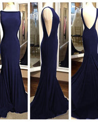 Elegant Long Backless Mermaid Fitted Black Prom Gown Formal Evening Dress With Sweep Train Dp080
