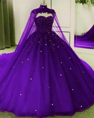 Tulle Ball Gown Quinceanera Dresses, With Cape