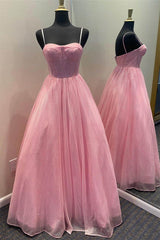 Shiny Tulle Open Back Pink Lilac Blue Long Prom Dress, Long Pink Lilac Blue Tulle Formal Graduation Evening Dress