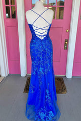 Royal Blue Mermaid Prom Dress with Appliques