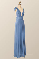 Blue Convertible Long Party Dress