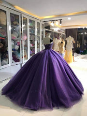 Purple Dress, Ball Gown Prom Dress, Strapless Ball Gown