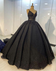 Black Lace Ball Gown Dresses, For Wedding Prom Evening Gown