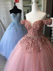 Ball Gown Long Prom Dress, Beading Top Formal Party Dress