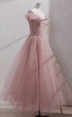 Shiny Party Dress, Fairy Midi Dress, Pink Prom Dress, Custom Made