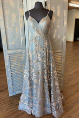 Cute Tulle Sequins Long A Line Prom Dress, Evening Dress
