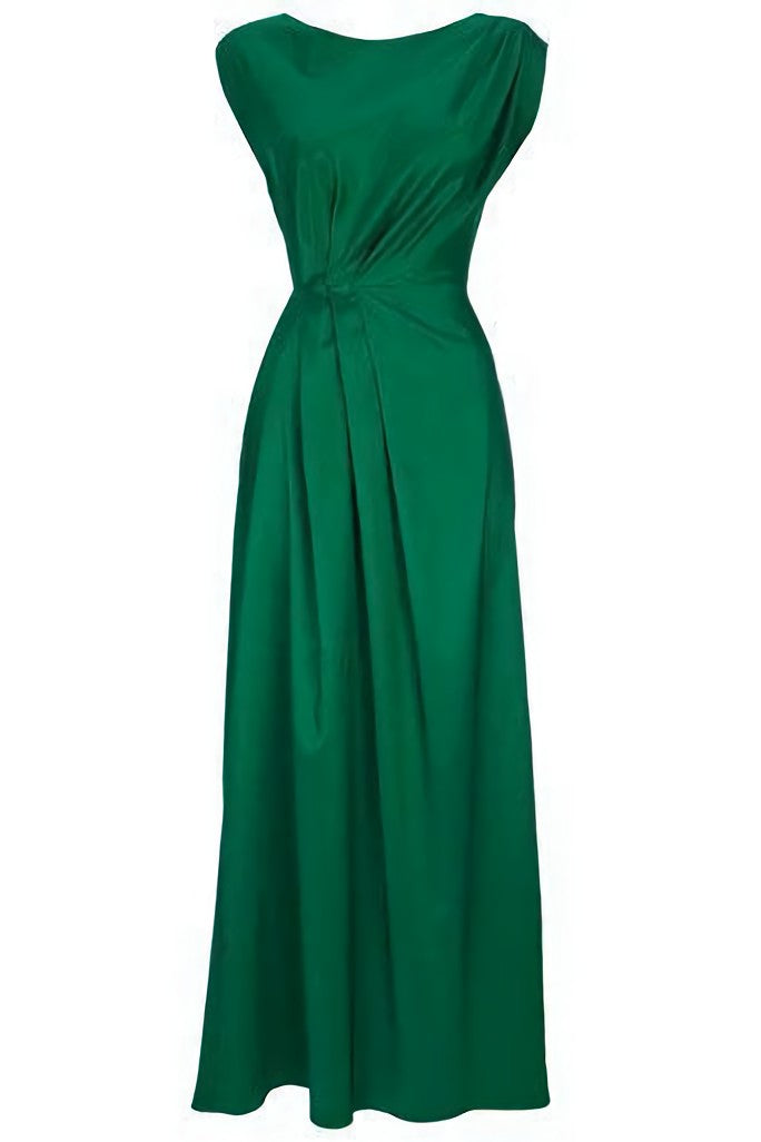 Green Sleeveless Party Dress, Long Prom Dress