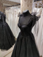 Black Tulle Dress, Sleeveless Evening Dress, Black Evening Gown Black Party Dress, Wedding Guest Dress, Corset Dress
