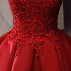 Red Round Neckline Layers Short Prom Dress, Red Lace Homecoming Dress