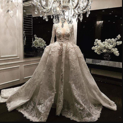 Vestido De Noiva 2024 Lace Long Sleeves Ball Gown Wedding Dresses, Appliques Dubai Arabia Bride Dress, Princess Wedding Gowns