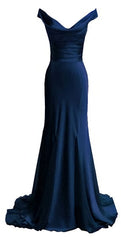 Navy Blue Prom Dresses, Mermaid Prom Dress, Satin Prom Dress, V Neckline Prom Dresses, 2024 Formal Gown Sexy Evening Gowns 2024 Party Dress, Mermaid Prom Gown For Teens