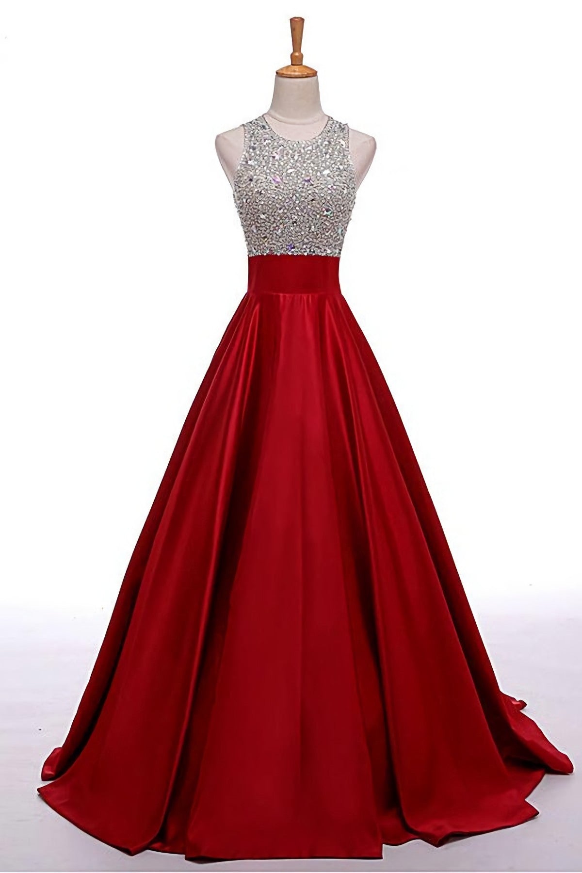High Low Beaded Red Beautiful Simple Cheap Modest Prom Dresses