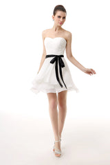 Simple Pleated White Homecoming Dresses
