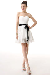 Simple Pleated White Homecoming Dresses
